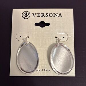 Versona Silver Tone Oval Drop Earrings